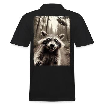 Lustiges Waschbär Selfie Außerirdisches Raumschiff - Männer Poloshirt - Schwarz - Hinten - Kai (181cm)