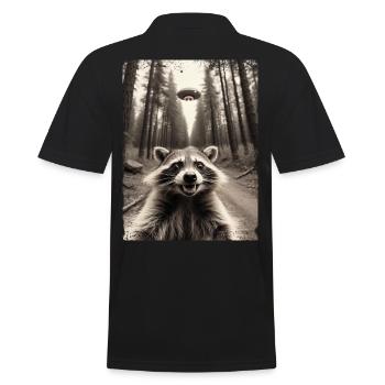 Lustiges Waschbär Selfie Außerirdisches Raumschiff - Männer Poloshirt - Schwarz - Hinten - Kai (181cm)