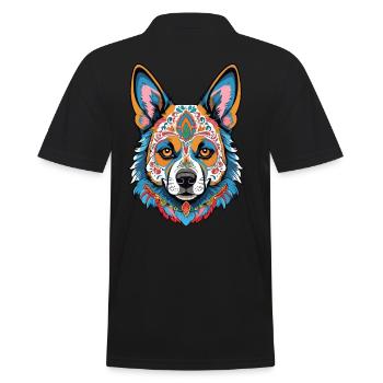Berger allemand Dia de Muertos Jour des Morts - Polo Homme - noir - Dos - Kai (181cm)