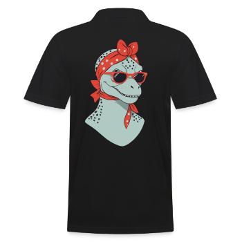 Funny Dinosaur Mom Cool Dino Wife - Men's Polo Shirt - black - Back - Kai (181cm)