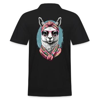 Llama Loving Mom Funny Alpaca Mother's Day - Men's Polo Shirt - black - Back - Kai (181cm)
