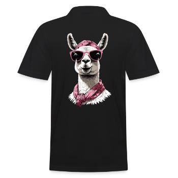 Llama Loving Mom Funny Mom Design - Men's Polo Shirt - black - Back - Kai (181cm)