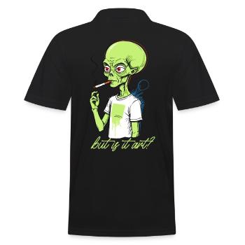 Lustiger Außerirdischer Spruch Aber Ist Es Kunst - Männer Poloshirt - Schwarz - Hinten - Kai (181cm)