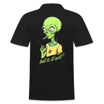 Funny alien saying but it's art - Men's Polo Shirt - black - Back - Kai (181cm)