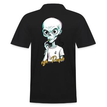 Drôle d’extraterrestre disant fumer des cigarettes - Polo Homme - noir - Dos - Kai (181cm)
