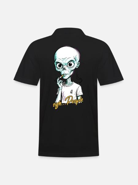 Funny Alien Saying Cigarette Smoking - Men's Polo Shirt - black