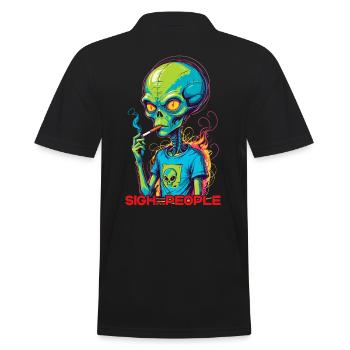 Lustiger Außerirdischer Spruch sigh...People - Männer Poloshirt - Schwarz - Hinten - Kai (181cm)