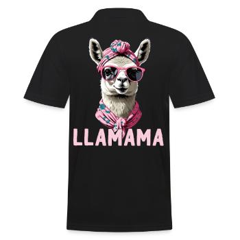 LLamama Llama Loving Mom Funny Design - Men's Polo Shirt - black - Back - Kai (181cm)