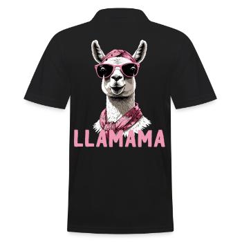 Funny Llama Loving Mom Design - Men's Polo Shirt - black - Back - Kai (181cm)