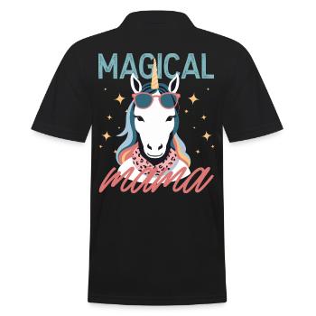 Magical Mom Unicorn Loving Stylish Woman - Men's Polo Shirt - black - Back - Kai (181cm)