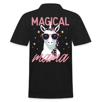 Magical Mom Unicorn Love Stylish Funny - Men's Polo Shirt - black - Back - Kai (181cm)