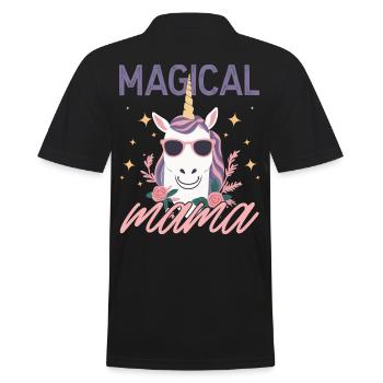 Magical Mama Einhorn Liebe Stylisch Lustig - Männer Poloshirt - Schwarz - Hinten - Kai (181cm)
