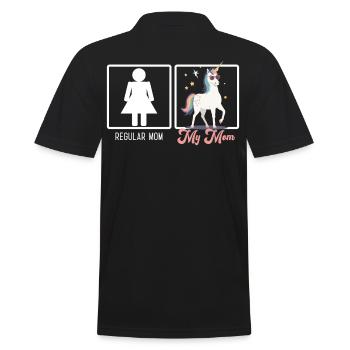 Funny Mom Comparison Unicorn Mom Design - Men's Polo Shirt - black - Back - Kai (181cm)