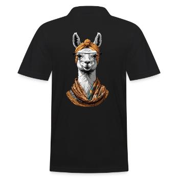 Lama Liebende Mama Lustiges Design Muttertag - Männer Poloshirt - Schwarz - Hinten - Kai (181cm)