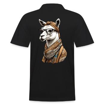 Lama Alpaga Drôle Maman Design Amour - Polo Homme - noir - Dos - Kai (181cm)