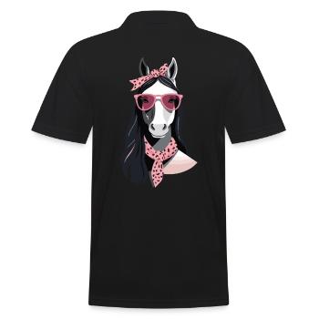 Mama Pferd Pferdeliebhaber Mutter Stilvolle Liebe - Männer Poloshirt - Schwarz - Hinten - Kai (181cm)