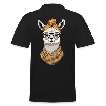 Llama Loving Mom Funny Design Mother's Day - Men's Polo Shirt - black - Back - Kai (181cm)