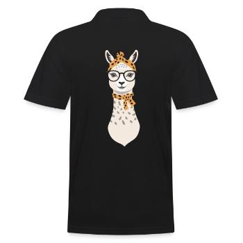Drôle Lama Alpaga mère Design - Polo Homme - noir - Dos - Kai (181cm)