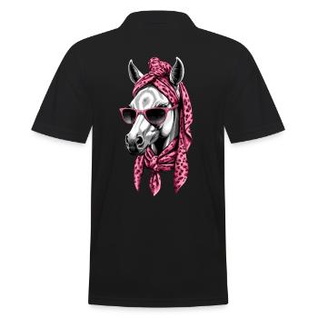 Mama Pferd Stilvolle Pferdeliebe Pferdemädchen - Männer Poloshirt - Schwarz - Hinten - Kai (181cm)