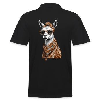 Lama Alpaca Lustiges Mutter Design - Männer Poloshirt - Schwarz - Hinten - Kai (181cm)