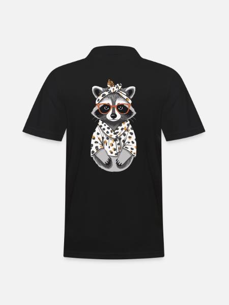 Mama Waschbär Waschbärenliebhaber Muttertag - Männer Poloshirt - Schwarz