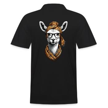 Funny Llama Alpaca Design for Moms - Men's Polo Shirt - black - Back - Kai (181cm)