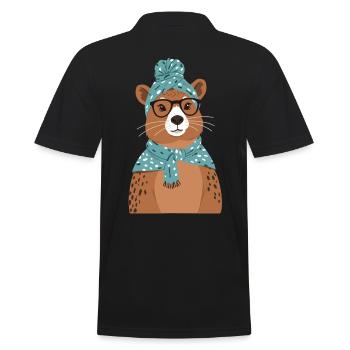 Lustige Capymama Wasserschwein Mutter - Männer Poloshirt - Schwarz - Hinten - Kai (181cm)