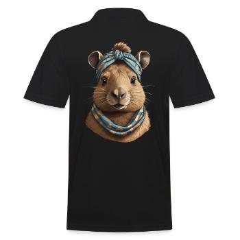 Lustige Capymama Wasserschwein Mutter - Männer Poloshirt - Schwarz - Hinten - Kai (181cm)