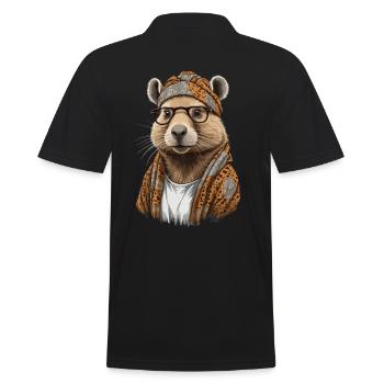 Drôle Capymama Capybara Mère Design - Polo Homme - noir - Dos - Kai (181cm)