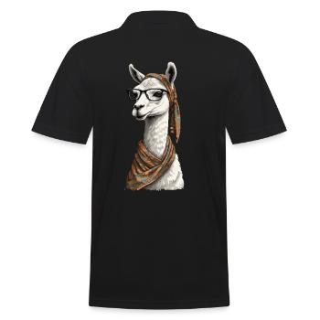 Llama Loving Mom Funny Alpaca Design - Men's Polo Shirt - black - Back - Kai (181cm)