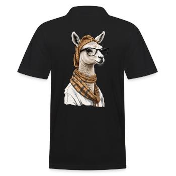 Funny Llama Alpaca Design for Mother's Day - Men's Polo Shirt - black - Back - Kai (181cm)