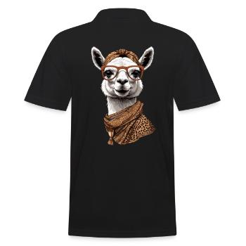 Llama Alpaca Funny Mom Design Love - Men's Polo Shirt - black - Back - Kai (181cm)