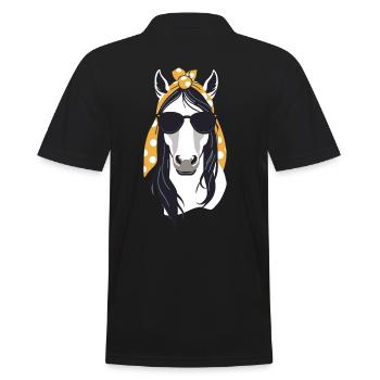 Mama Pferd Pferdeliebhaber Stilvolle Mutter - Männer Poloshirt - Schwarz - Hinten - Kai (181cm)