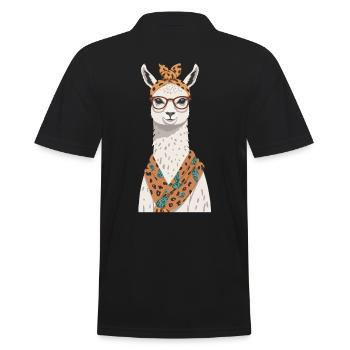Llama Loving Mom Funny Design Alpaca Motif - Men's Polo Shirt - black - Back - Kai (181cm)