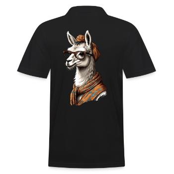 Funny Llama Alpaca Mother Design Lovers - Men's Polo Shirt - black - Back - Kai (181cm)