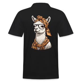 Llama Alpaca Funny Mom Design Love - Men's Polo Shirt - black - Back - Kai (181cm)