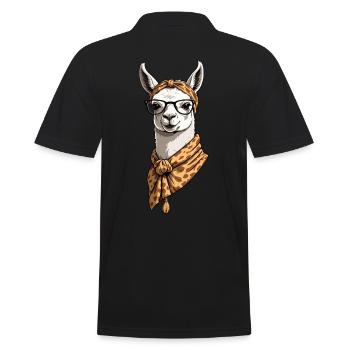 Llama Loving Mom Funny Mom Design - Men's Polo Shirt - black - Back - Kai (181cm)