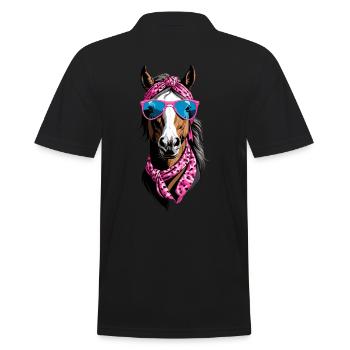 Mama Pferd Stilvolle Pferdeliebe Pferdemädchen - Männer Poloshirt - Schwarz - Hinten - Kai (181cm)