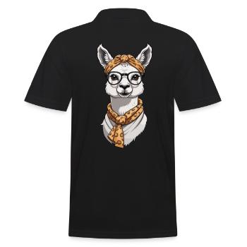 Lama Liebende Mama Lustiges Design - Männer Poloshirt - Schwarz - Hinten - Kai (181cm)