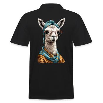 Funny Llama Alpaca Design for Moms - Men's Polo Shirt - black - Back - Kai (181cm)