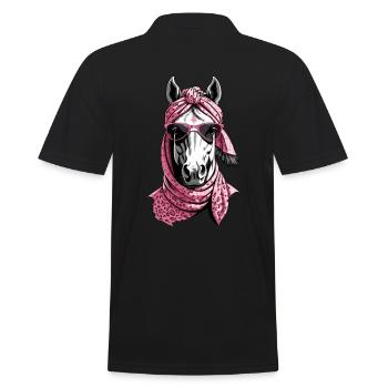 Mama Pferd Stilvolle Pferdeliebe Pferdemädchen - Männer Poloshirt - Schwarz - Hinten - Kai (181cm)