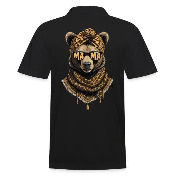 Funny Mama Bear Mother Bear Bear Lover - Men's Polo Shirt - black - Back - Kai (181cm)