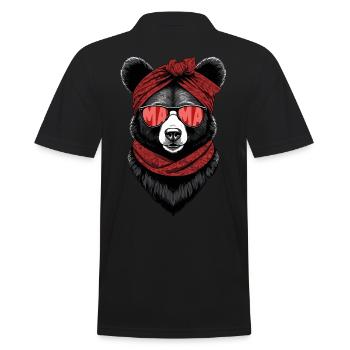 Funny Mama Bear Mother Bear Bear Lover - Men's Polo Shirt - black - Back - Kai (181cm)