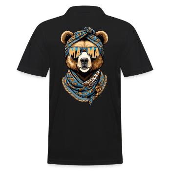 Funny Mom Bear Mother Bear Bear Lover - Men's Polo Shirt - black - Back - Kai (181cm)