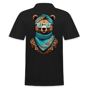 Funny Mom Bear Mother Bear Bear Lover - Men's Polo Shirt - black - Back - Kai (181cm)