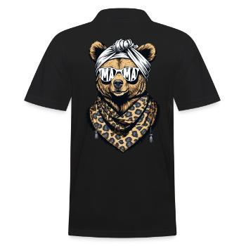 Funny Mama Bear Design Mother Bear - Men's Polo Shirt - black - Back - Kai (181cm)