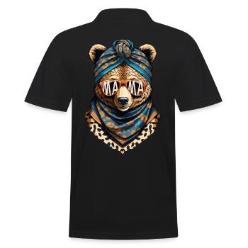 Funny Mom Bear Mother Bear Mother's Day - Men's Polo Shirt - black - Back - Kai (181cm)
