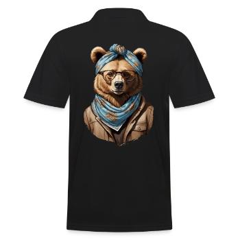 Funny Mama Bear Mother Bear Bear Lover - Men's Polo Shirt - black - Back - Kai (181cm)