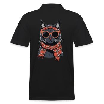 Cute Cat Mom Cat Lover Mom Style - Men's Polo Shirt - black - Back - Kai (181cm)