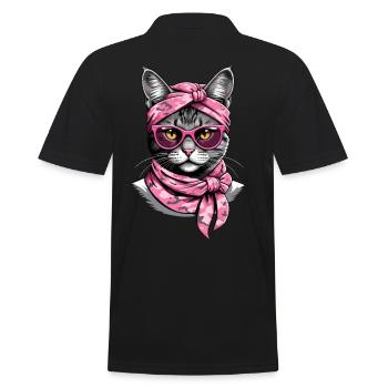 Cute Cat Mom Cat Lover Mom Style - Men's Polo Shirt - black - Back - Kai (181cm)